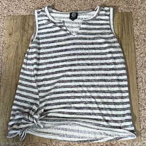 Bobeau Gray and Black Striped Tank Top